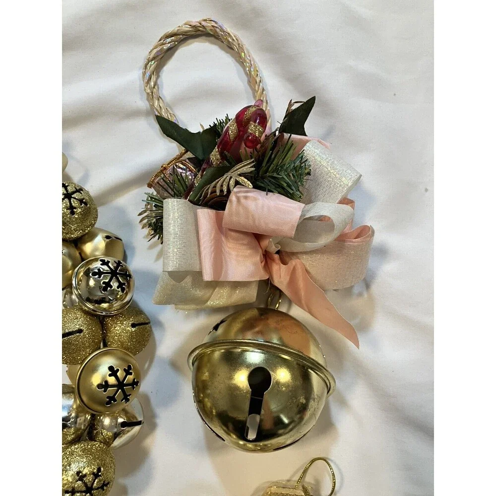 Lot Of Metal Jingle Bells Christmas Holiday Wreath Cluster Sparkle Garland Music